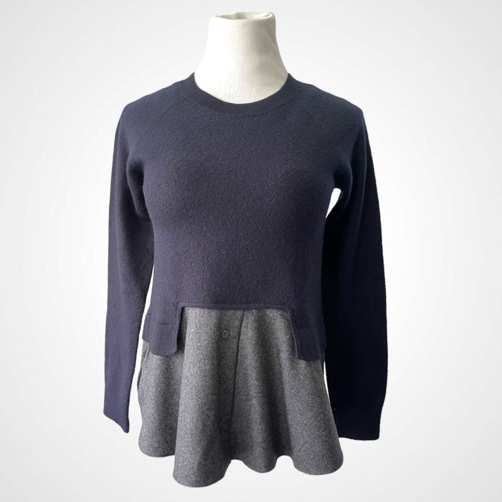 CARVEN MIXED MEDIA WOOL SWEATER TOP SIZE SMALL